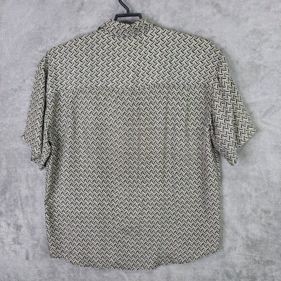 Mens Cambridge Classics Mervyns 100% Silk Black & Beige Shirt Button Up Size L - Picture 4 of 7